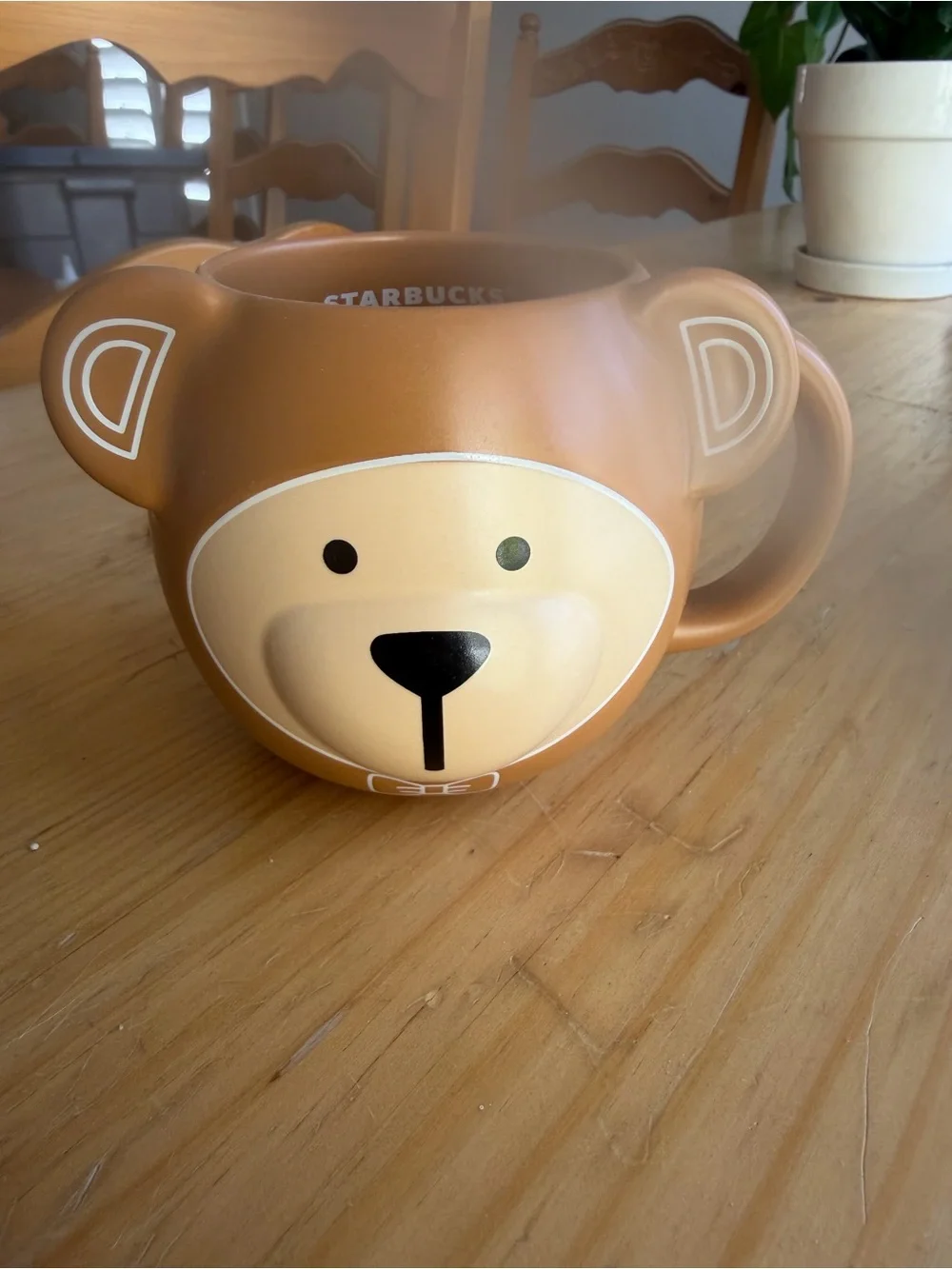 Starbucks Bear Face Ceramic Mug - Tan and Cream